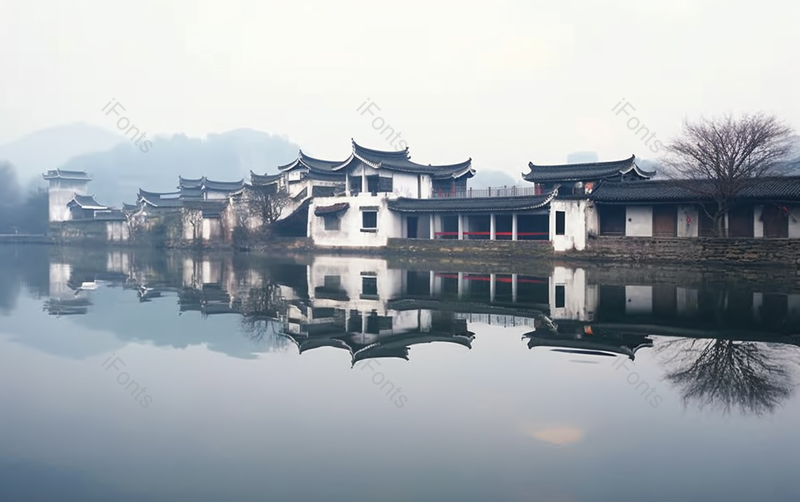 江南水乡古镇水面倒影,高清,摄影图,摄影图片,图片大全,摄影图免费下载